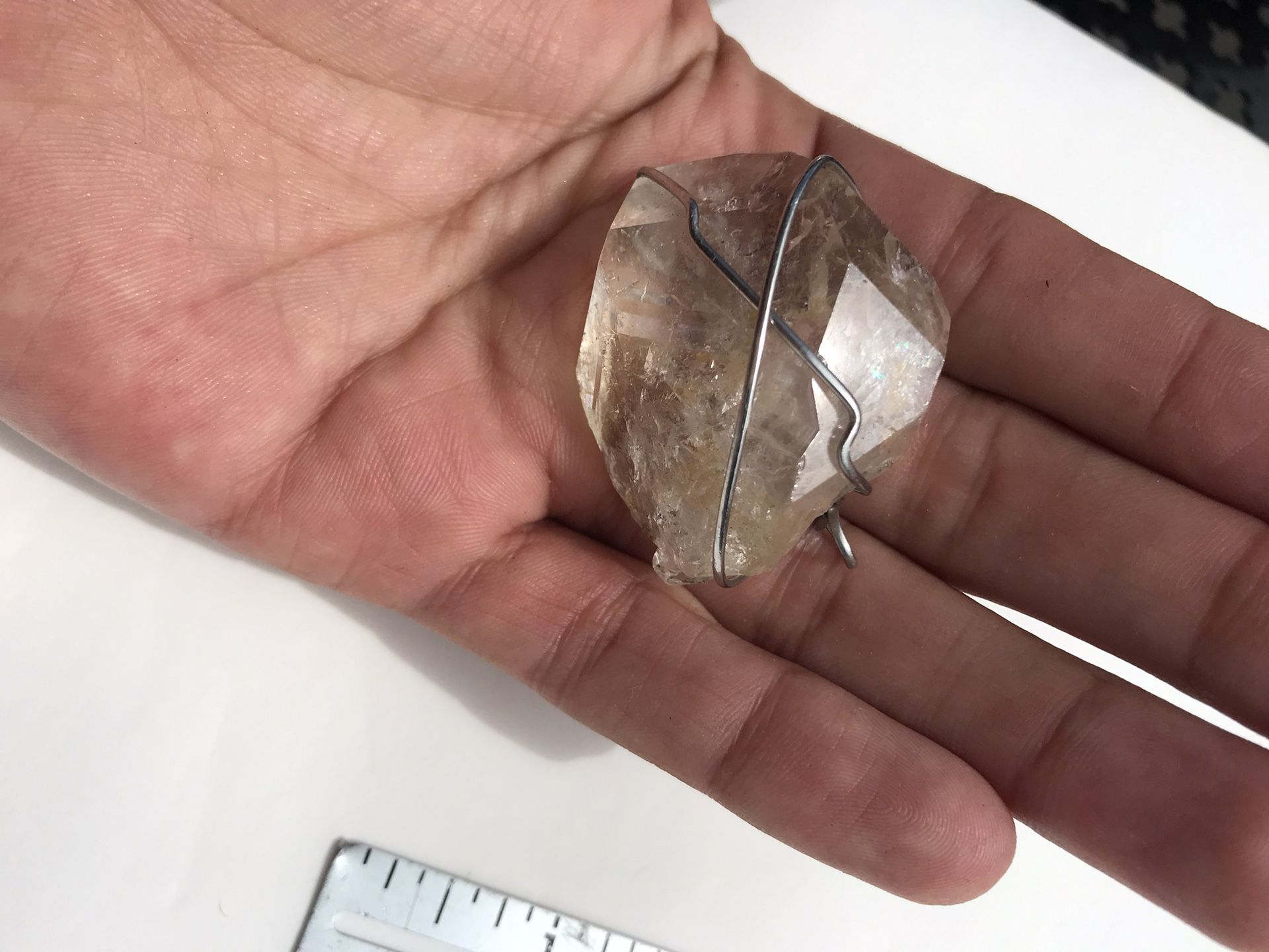Large Herkimer Diamond Quartz Pendant Wrapped In Silver