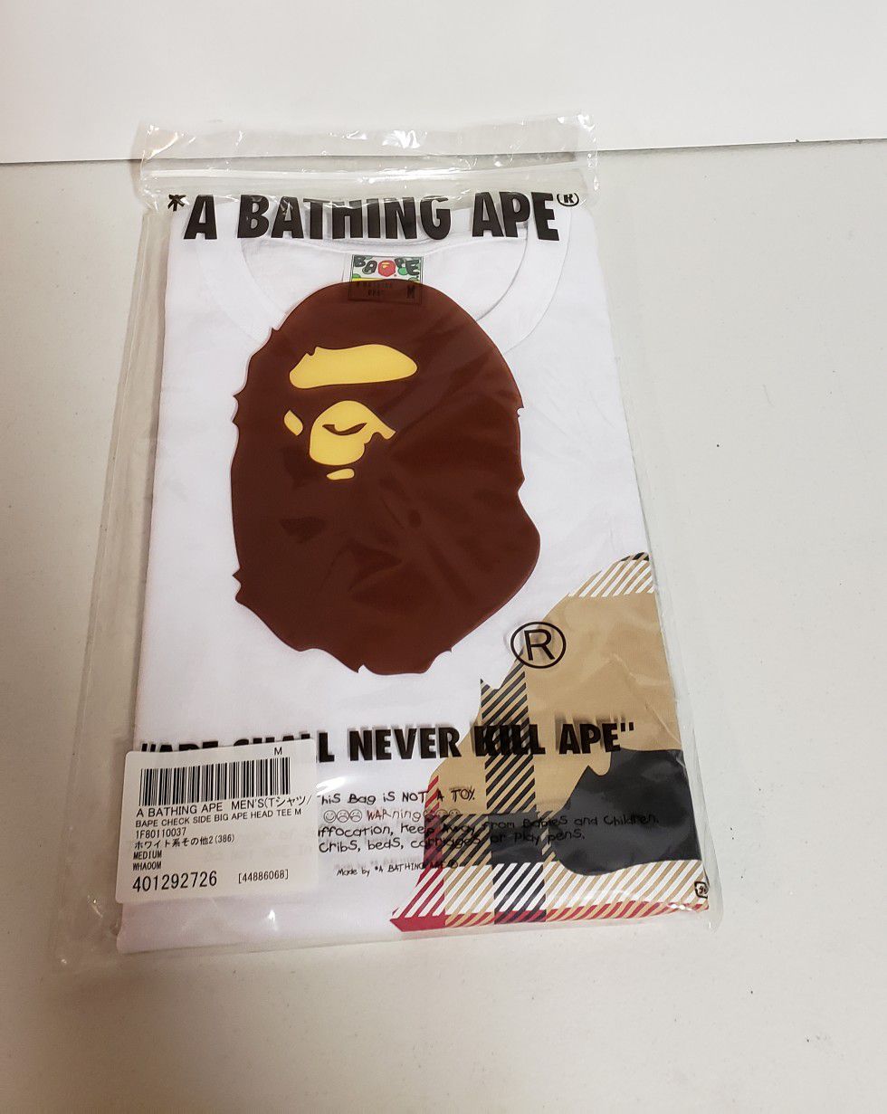 BAPE Check Side Big Ape Head Tee Medium