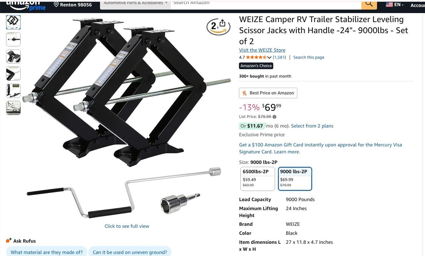 Weize Stabilizing 9000lbs Jacks