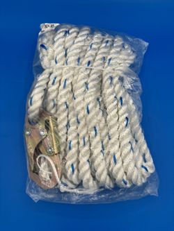 Amarine made 5/8 inch x 25 vertical lifeline rope w/back splice and snap clip