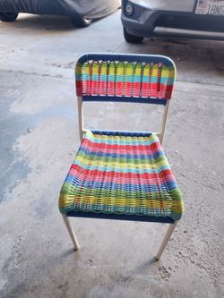 Colorful Woven Plastic Chair with Metal Frame for child