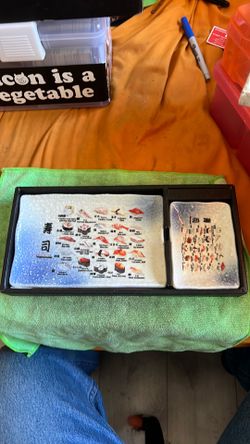 Sushi Plate and Dipping Dish with Menu/Images of Sushi