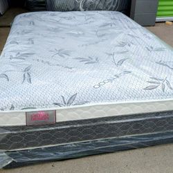 full size bamboo orthopedic pillow top mattress and box spring