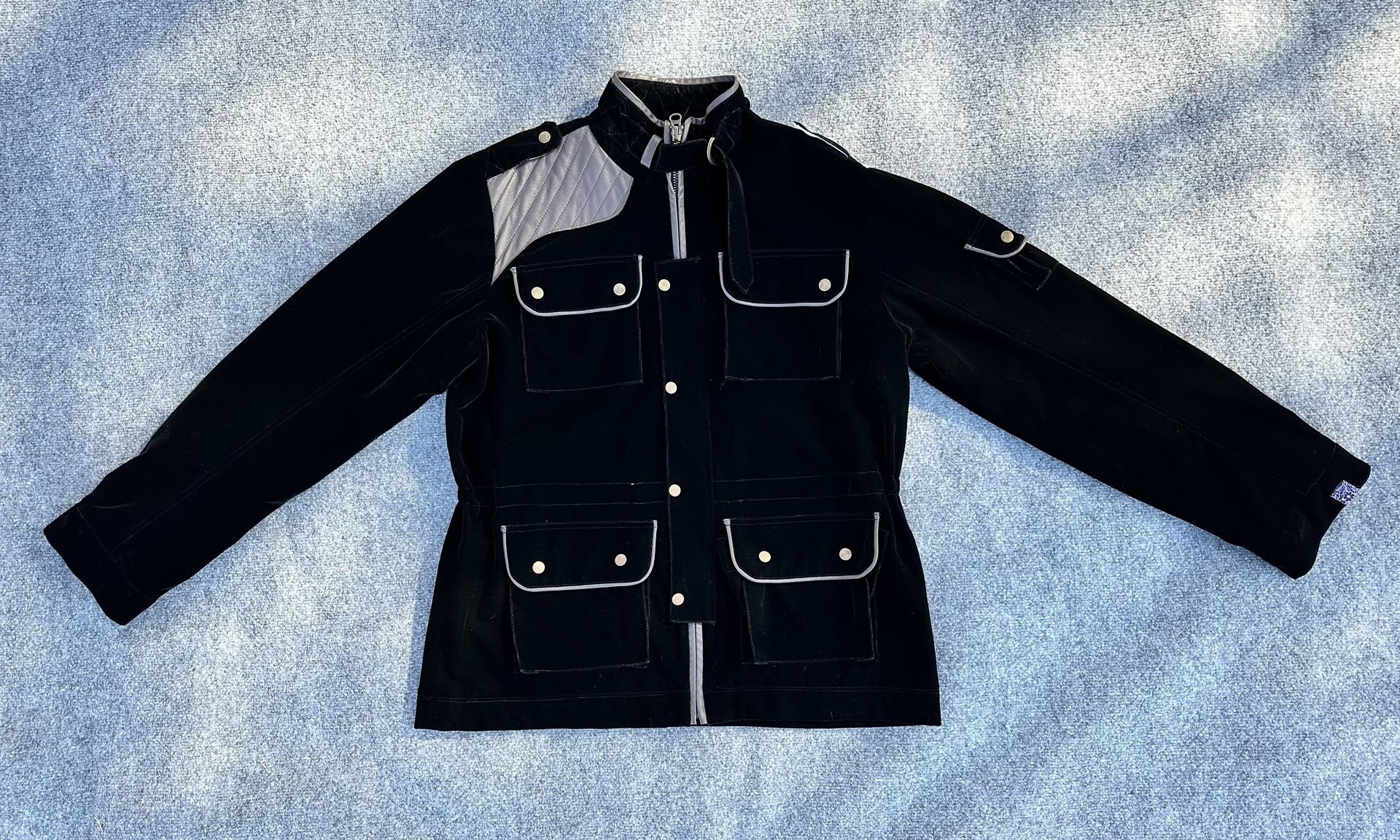 Vintage Rare NWOT Leroy Jenkins Black Velvet Leather Floral Trialmaster Jacket XL