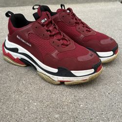 Balenciaga Triple S Burgundy Sneakers