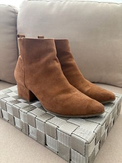Brown Suede Block Heel Ankle Boots