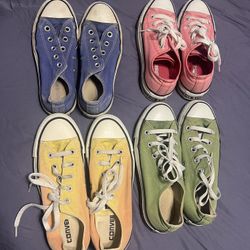 Converse Canvas Sneakers - Blue, Pink, Yellow/Orange Ombré, Green - Sz6.  Each have some flaws.