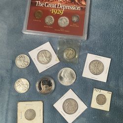Silver Coins Half Dollars Quarters Dollars Walking Liberty