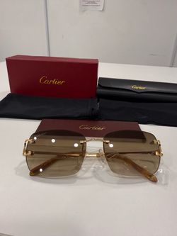 Cartier Glasses, Brown Lense, Gold Frame