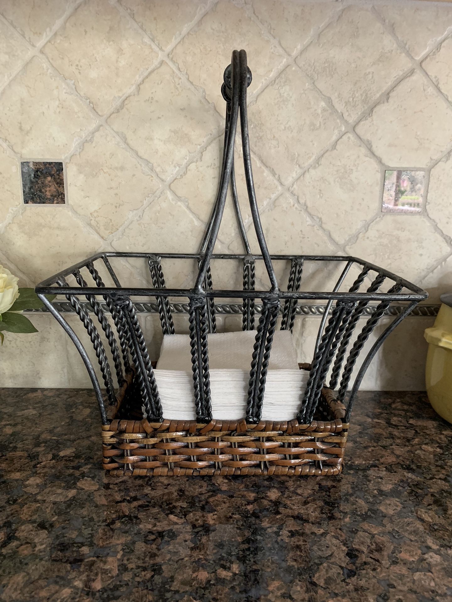 Metal And Wicker Basket