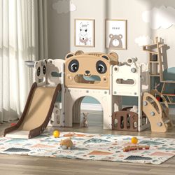 Kids Indoor Panda Playset with Slide and Climber