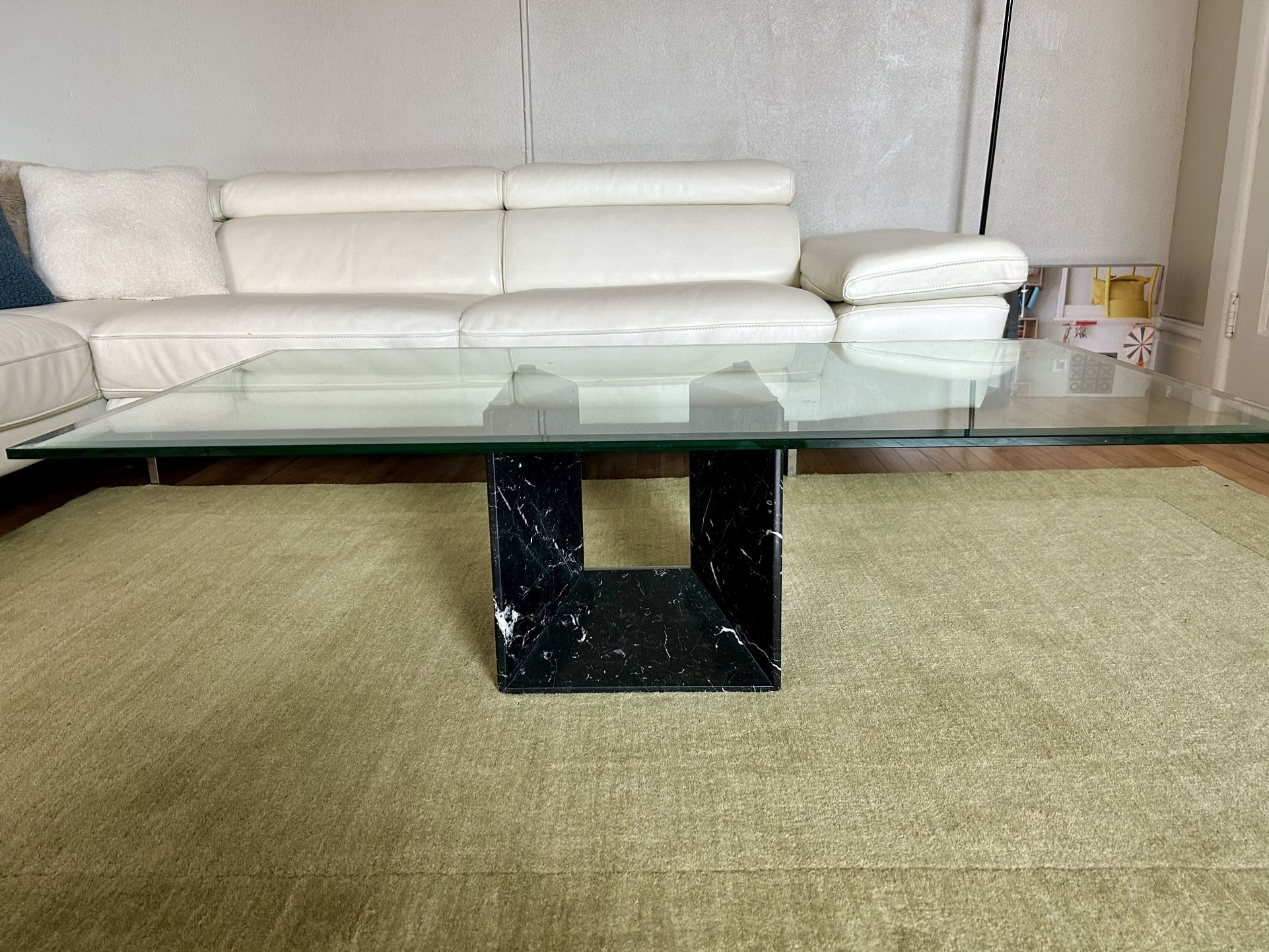 Italian Marble Coffee Table Glass Top