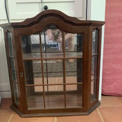 Antique Hanging Glass Wall Cabinet 