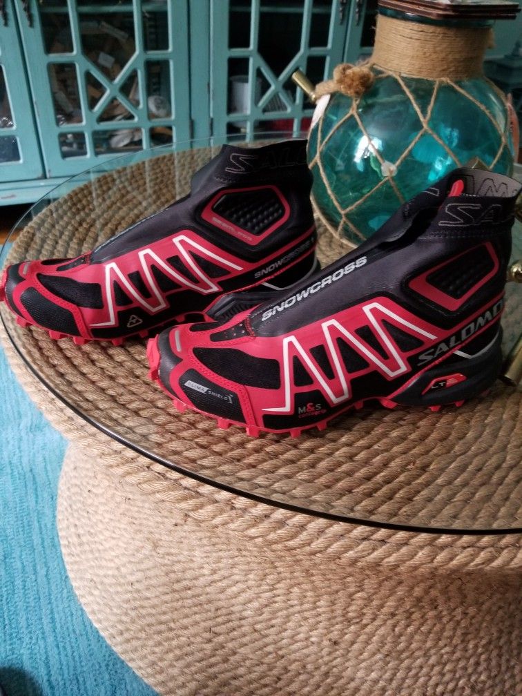 SALOMON Spikes SNOWCROSS CS TRAIL RUNNING , Mountain Hiking BOOTS SHOES IN BLACK RED