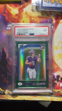 2024 Donruss Optic JJ McCarthy Green Hyper Rookie PSA 9