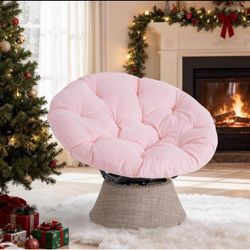 43″ Ergonomic Papasan Chair with Soft Thick Cushion and Sturdy Steel Frame, 360 Degree Swivel Chair