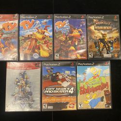 Playstation 2 PS2 Game Lot(7 Games)TY TY2 TY3 RATCHET KINGDOM HEARTS TONY HAWK PRO SKATER 4 +(Post Nintendo Era)