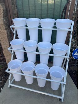 Create your own flower bloom bar for a wedding, bridal shower, baby shower. Assembled, new display with 12 container containers.