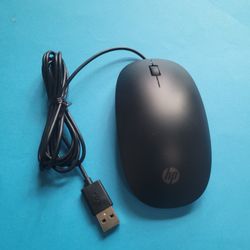 HP Black Lifestyle Black Wired USB Optical Mouse MODEL TPC-P001M 2 Button Scroll.