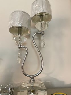 Set Of 2x Elegant Dial/Shade Lamps - Crystal Accents (Used, Good Condition) 