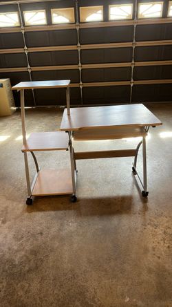 Computer Desk with Rolling Printer Stand