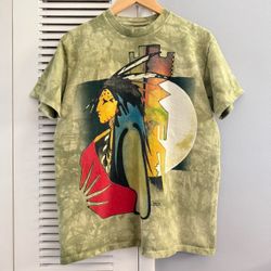 Vintage 1999 The Mountain Native American Tribal Art Gina  Gray T-shirt Sz Medium