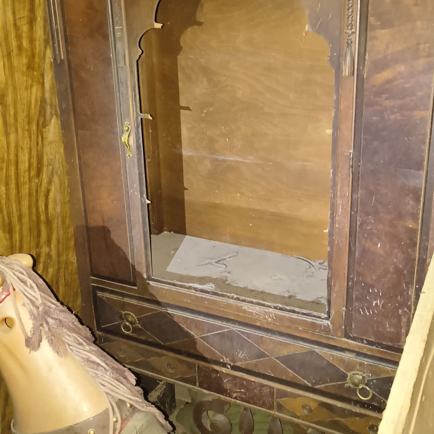 Antique china cabinet glasses broken