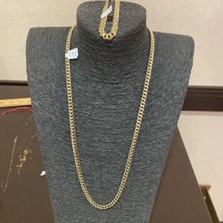 10k Gold Miami Cuban Chain And Bracelet Combo Deal!!