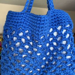New Large Fishnet Tote Knitted Crochet Shoulder Bags with Inside Pockets