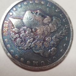 Morgan Silver Dollar 1884 Purple pink Toning 