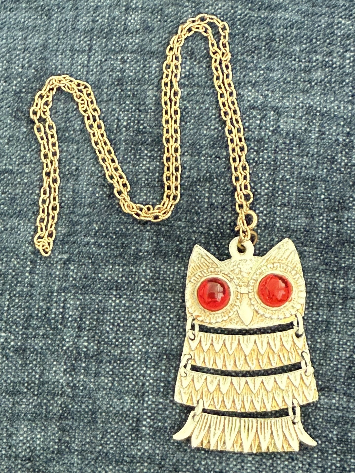 Vintage 1970s Owl Necklace Pendant