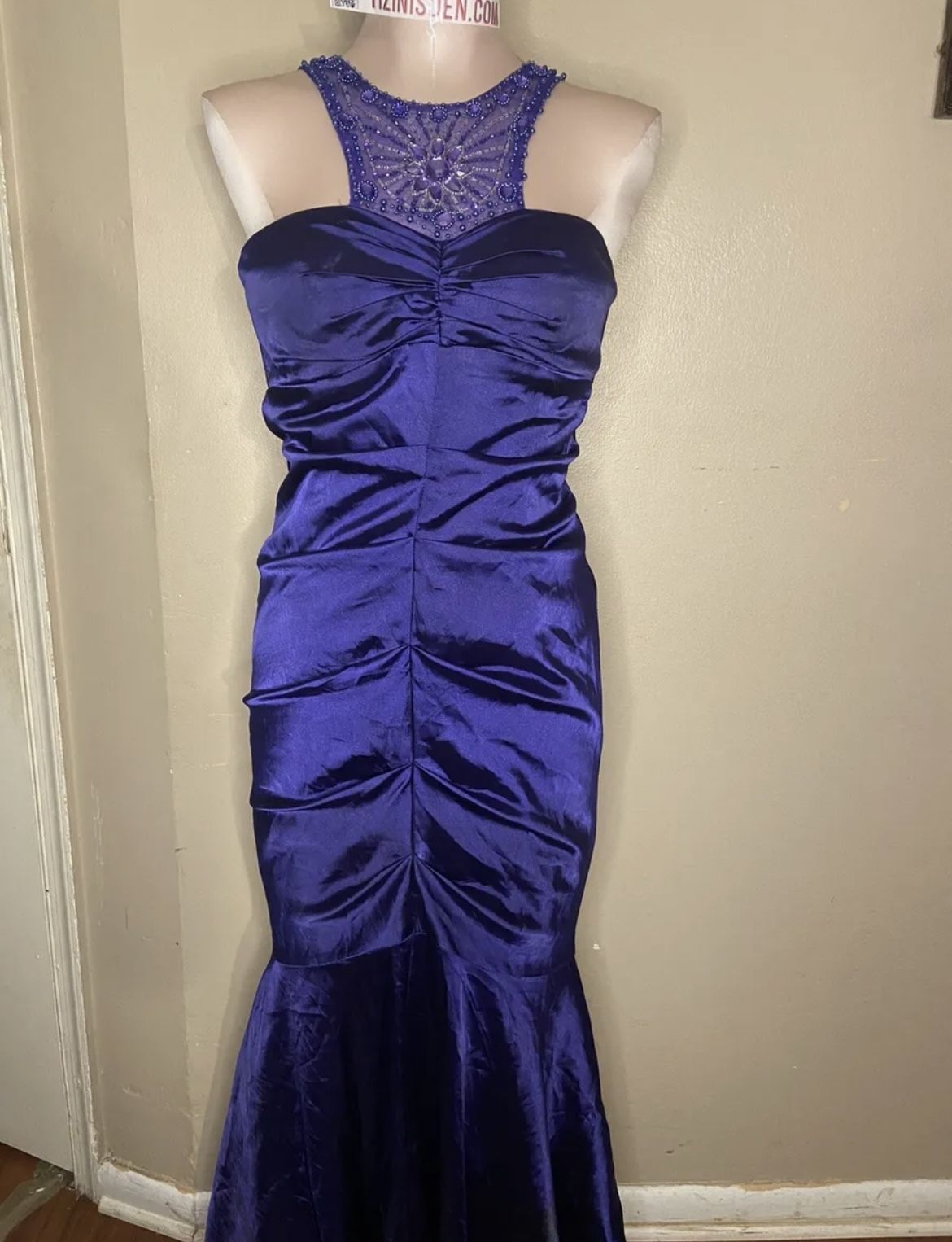 Beaded blurple blue purple juliet mermaid ruffle prom formal dress