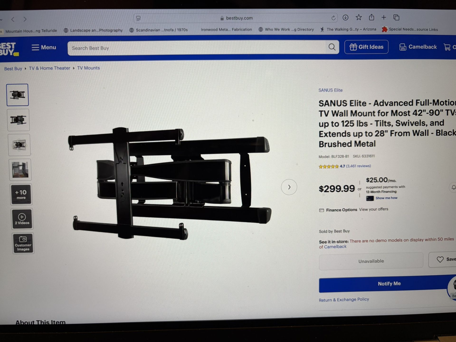 SANUS Elite - Advanced Full Motion TV Wall Mount
