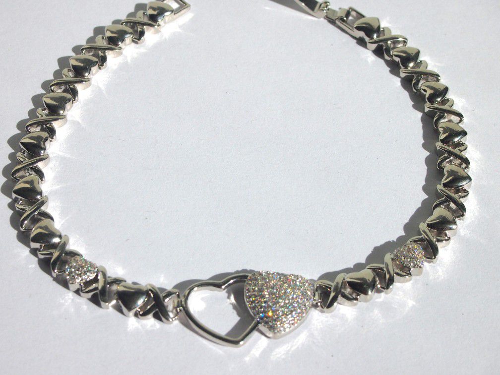 White Gold Layered Heart Xoxo Anklets