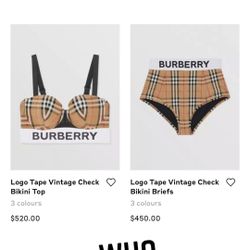 Burberry  Swim Suit Size Large $400 Top And Bottom 