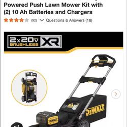 Lawn mower Dewalt Push Machine & chargers only missing batteries new $150