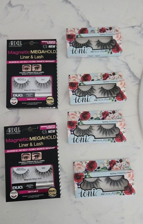 New Includes Ardell Magnetic Megahold Liner & Lash and Ioni Spikey Crisscross Doll lashes