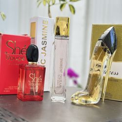 Set of 3 perfume bottles: She Rouge, Mystic Jasmine, and Princess #perfume