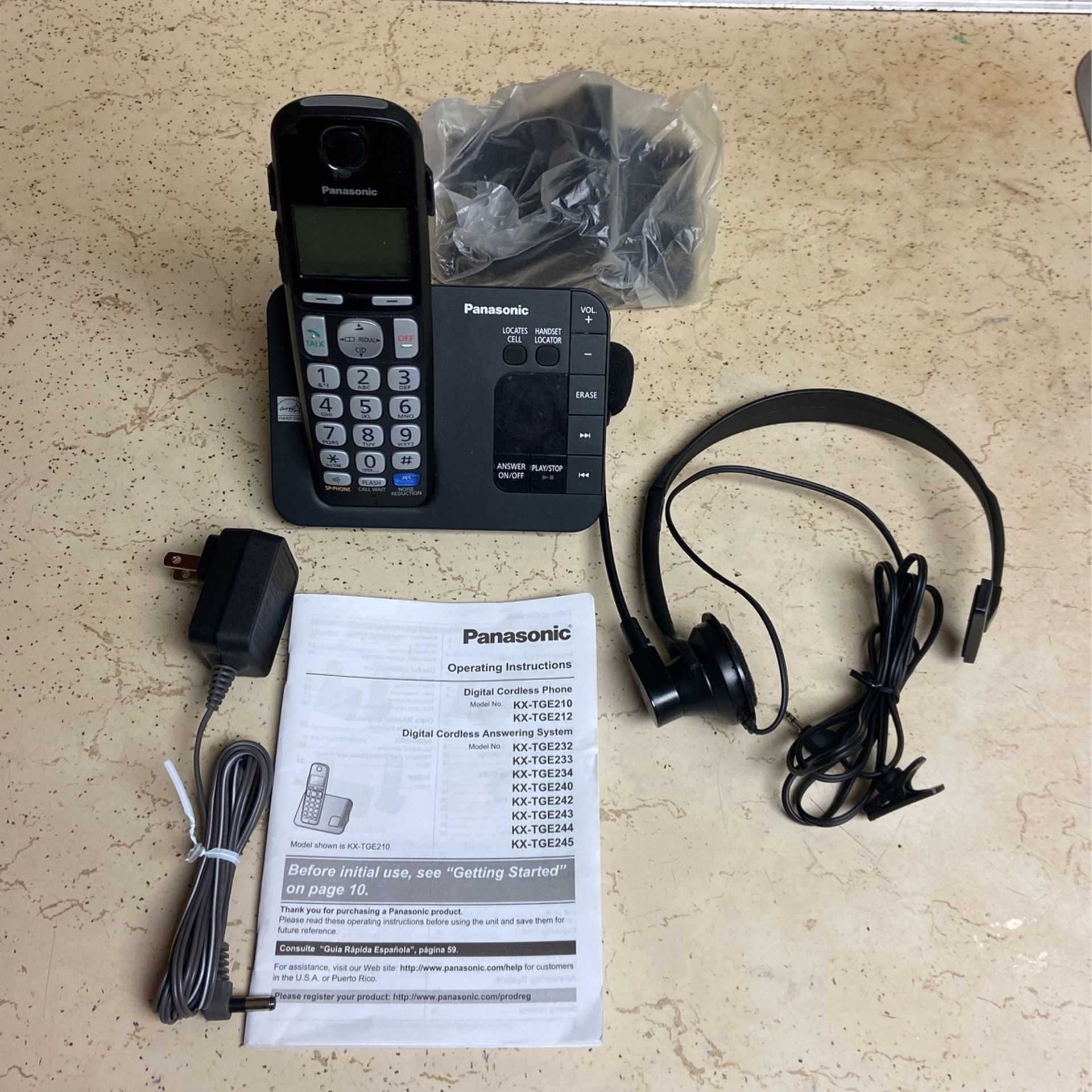 Panasonic cordless telephone and Headset