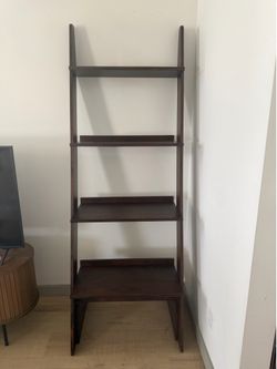 bookshelf, bookcase, plant shelves, brown wood