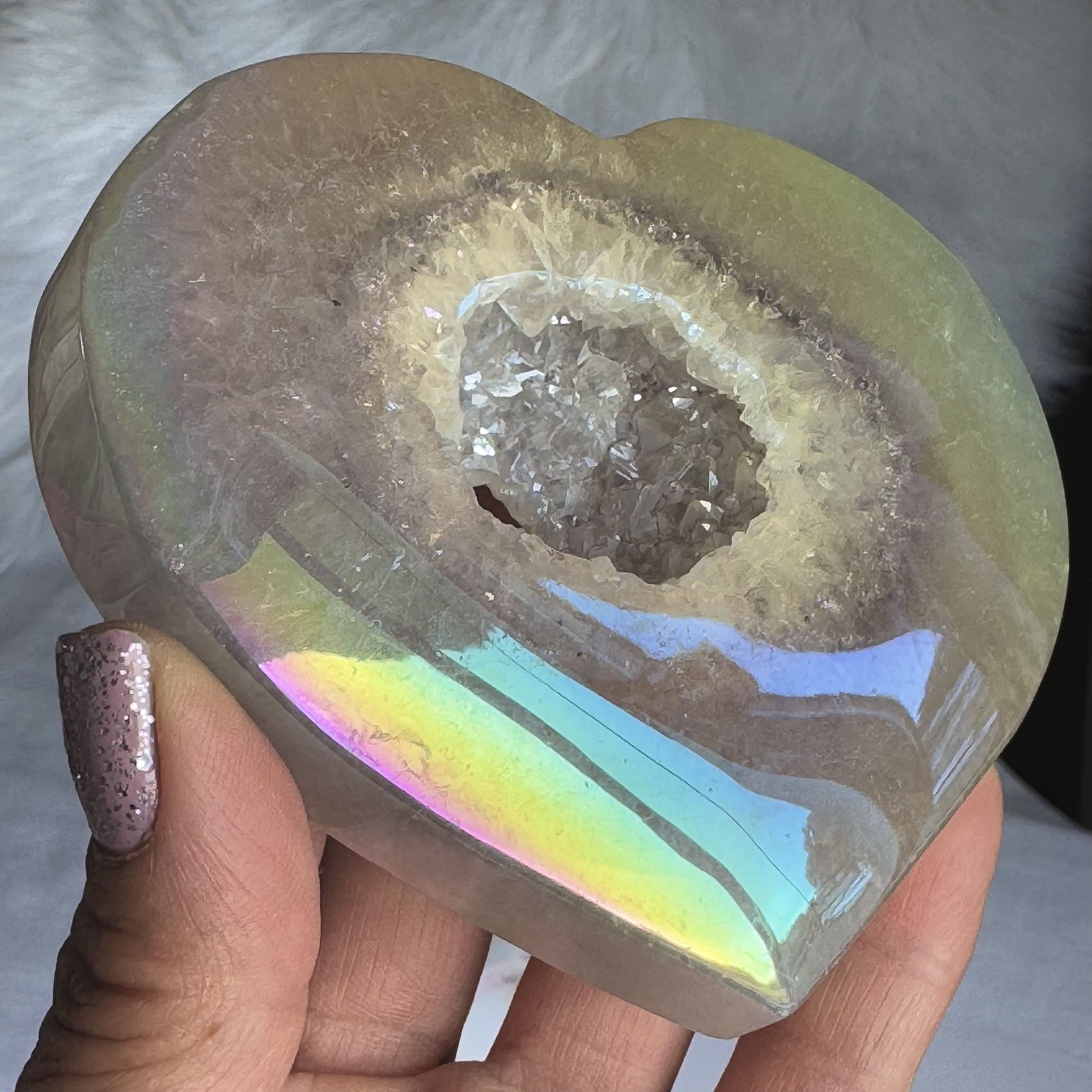 Aura Druzy Agate ๐ธ Quartz Heart