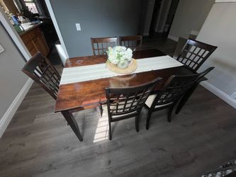 Rectangular dining room table and chairs