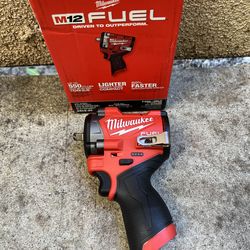 Milwaukee M12 FUEL 12V Lithium-lon Brushless Cordless Stubby 3/8 in. Impact Wrench (Tool-Only)
