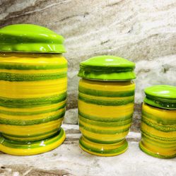 Vintage Italian pottery ( Set Of 3 Canisters)