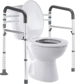 Adjustable Toilet Safety Frame with Handles. Fits Any Toilet. Supports up to  300 pounds 