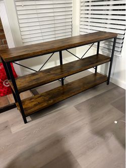 Tribesigns 55 Inches Long Sofa Table, 3 Tiers Industrial Rustic Console Table with Open Shelves for Living Room