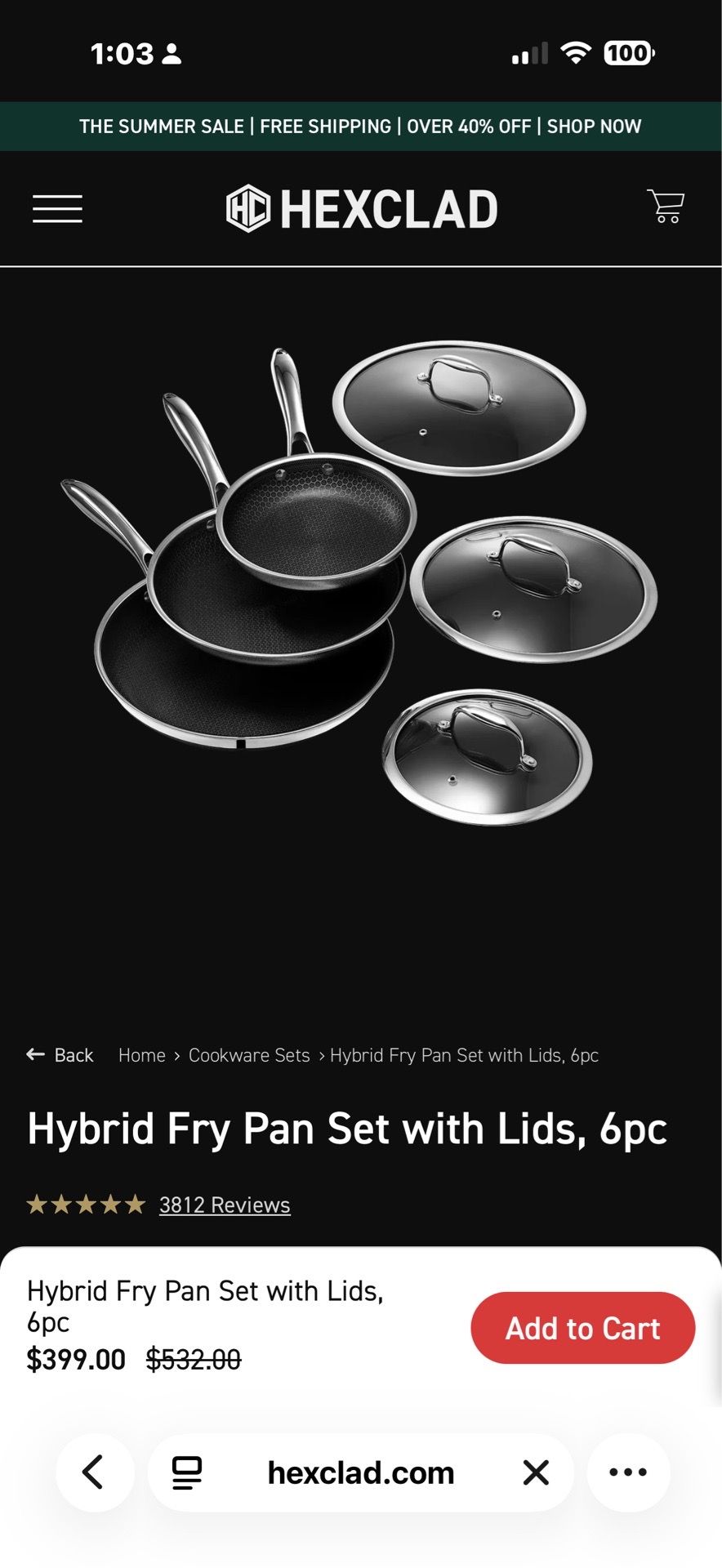 New Hexclad Hybrid frying pan set with lids