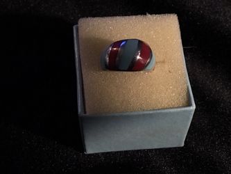 925 red and blue turquoise band