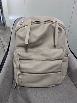 White Vegan leather backpack