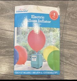 Celebrate! Electric Balloon Inflator w/ 2 Extendable Tips, Blue Party